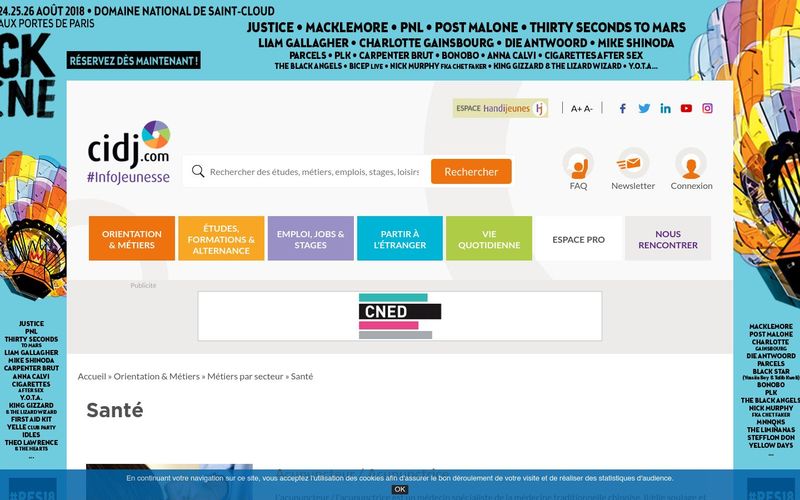 CIDJ : Liste des métiers dans le secteur Santé