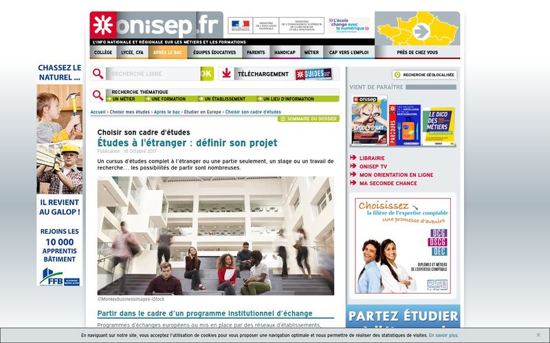 Onisep : Études à l'étranger, définir son projet
