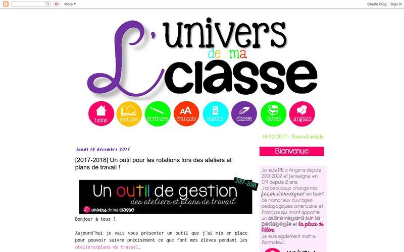 L'univers de ma classe : Un outil pour les rotations lors des ateliers et plans de travail !